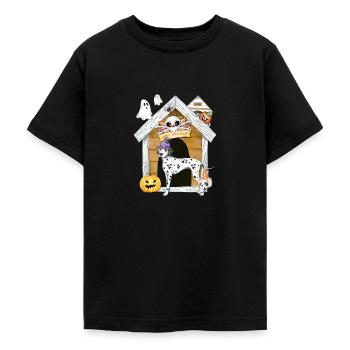 Halloween Dalmatian Dog Witch - Teenage T-Shirt - black - Front - AI Model Teenager Male light (155cm)