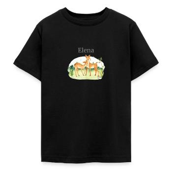 Waldtier Reh Blumen Name Elena - Teenager T-Shirt - Schwarz - Vorne - AI Model Teenager Male light (155cm)