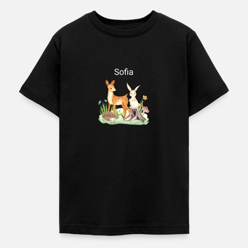 Animal cerf lapin hérisson Sofia - T-shirt Ado - noir