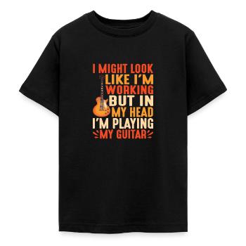 Mais dans ma tête je joue de ma guitare 2 - T-shirt Ado - noir - Devant - AI Model Teenager Male light (155cm)