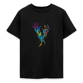 Colorful hands Blaze of color - Teenage T-Shirt - black - Front - AI Model Teenager Male light (155cm)