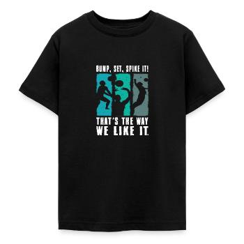 Bump Set Spike It Volleyball Graphic Gift Idea - T-shirt Ado - noir - Devant - AI Model Teenager Male light (155cm)
