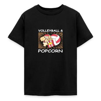 Volleyball & Popcorn Lover Teenage Girls Player - T-shirt Ado - noir - Devant - AI Model Teenager Male light (155cm)