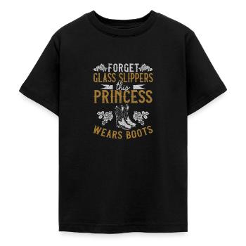 Forget Glass Slippers This Princess Wears Boots - Teenage T-Shirt - black - Front - AI Model Teenager Male light (155cm)