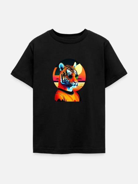Cooler Tiger trägt Sonnenbrille - Teenager T-Shirt - Schwarz