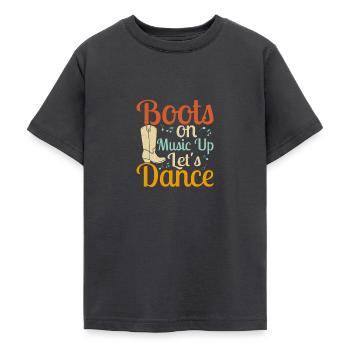 Boots On Music up Let’s Dance Line Dance Country M - T-shirt Ado - charbon - Devant - AI Model Teenager Male light (155cm)