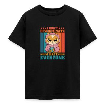 I Don't Discriminate I Hate Everyone 16 - Teenage T-Shirt - black - Front - AI Model Teenager Male light (155cm)