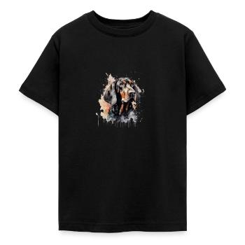 Black and Tan Coonhound - Teenage T-Shirt - black - Front - AI Model Teenager Male light (155cm)