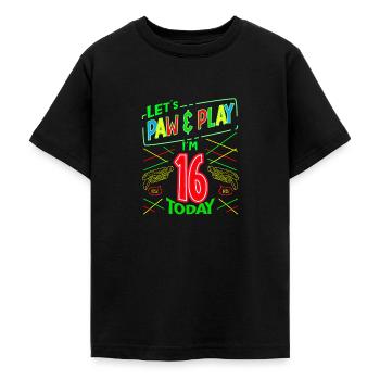 Let´s Paw & Play I´m 16 Years Old Today Laser Tag - Teenager T-Shirt - Schwarz - Vorne - AI Model Teenager Male light (155cm)