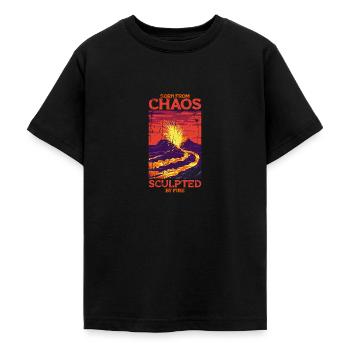 Born from chaos, sculpted by fire - Volcano - Teenage T-Shirt - black - Front - AI Model Teenager Male light (155cm)