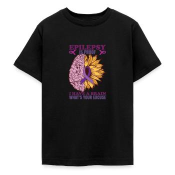 Epilepsie ist der Beweis | Epilepsie Sonnenblume Gehirn - Teenager T-Shirt - Schwarz - Vorne - AI Model Teenager Male light (155cm)