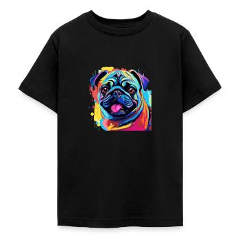 Pop Art Colorful Pug Dog Breed Pet - graphic - Teenager T-Shirt - Schwarz - Vorne - AI Model Teenager Male light (155cm)
