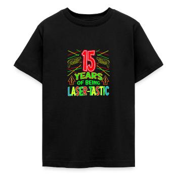 15 ans d’être laser tastique ans laser - T-shirt Ado - noir - Devant - AI Model Teenager Male light (155cm)
