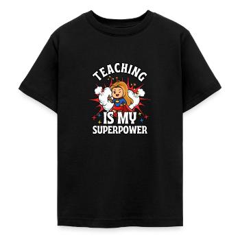 L’enseignement est mon superpouvoir - T-shirt Ado - noir - Devant - AI Model Teenager Male light (155cm)