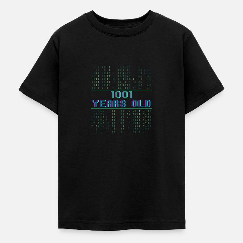 9e anniversaire 9 ans Code binaire Informatique - T-shirt Ado - noir
