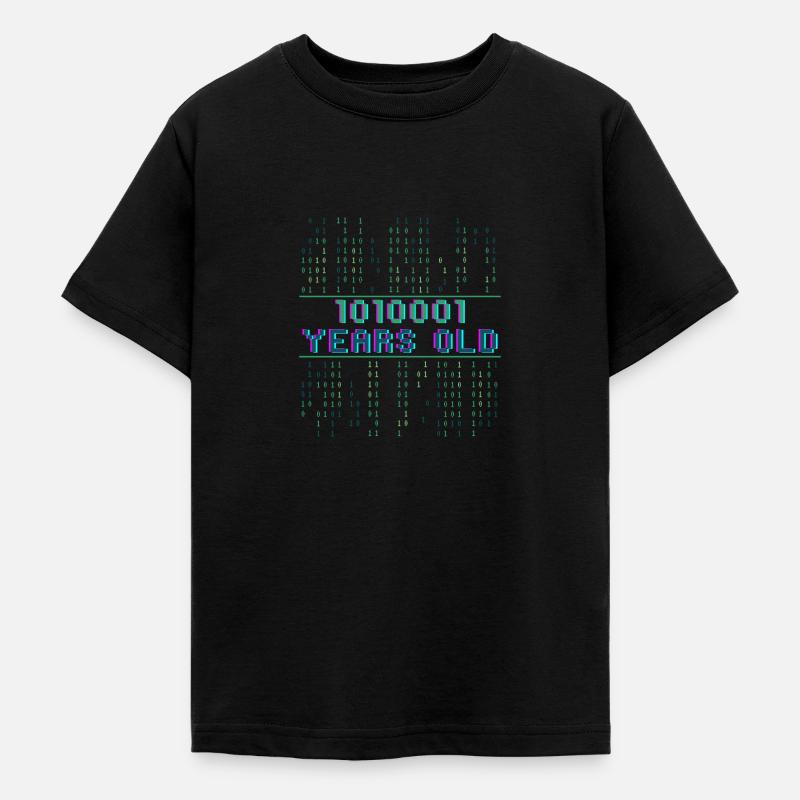 81st Birthday 81 years old Binary Code Coder - Teenage T-Shirt - black