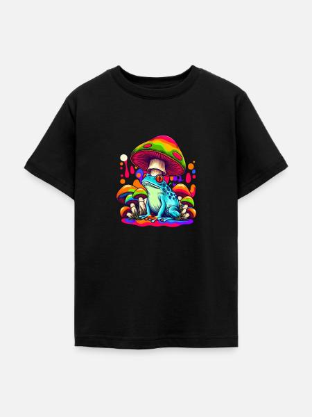 Festival Psytrance Psychedelic Pilz Frosch - Teenager T-Shirt - Schwarz