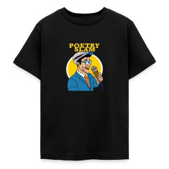 MAN MICROPHONE POETRY SLAM - Teenage T-Shirt - black - Front - AI Model Teenager Male light (155cm)