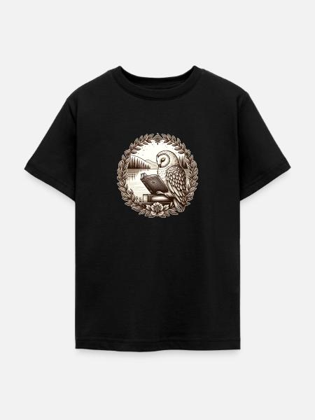 Eulen-Wildnis-Buch, das See-Landschaft liest - Teenager T-Shirt - Schwarz