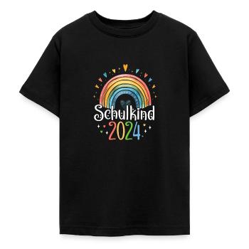 Schulkind 2024 Mädchen Regenbogen Einschulung 2024 - Teenager T-Shirt - Schwarz - Vorne - AI Model Teenager Male light (155cm)