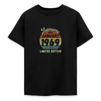 Génial depuis janvier 1969 - Anniversaire - T-shirt Ado - noir - Devant - AI Model Teenager Male light (155cm)