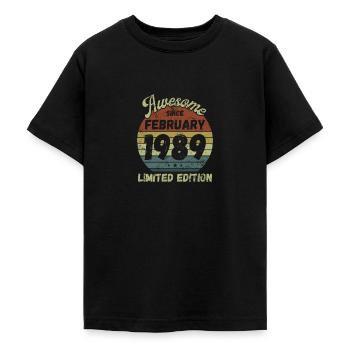 Génial depuis février 1989 - Anniversaire - T-shirt Ado - noir - Devant - AI Model Teenager Male light (155cm)