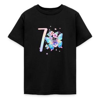 Geburtstag 7 Mädchen Schmetterling Party 7 Jahre a - Teenager T-Shirt - Schwarz - Vorne - AI Model Teenager Male light (155cm)