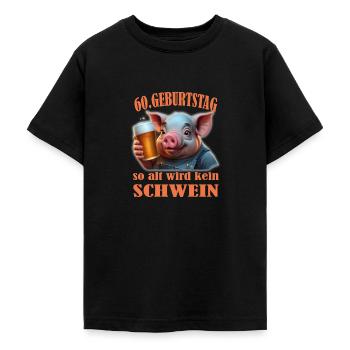 60e anniversaire Aucun cochon ne vieillit aussi - T-shirt Ado - noir - Devant - AI Model Teenager Male light (155cm)