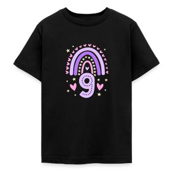Geburtstag 9 Mädchen Regenbogen Fee Neun 9 Jahre - Teenager T-Shirt - Schwarz - Vorne - AI Model Teenager Male light (155cm)