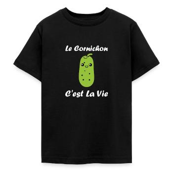 Humour cornichon - T-shirt Ado - noir - Devant - AI Model Teenager Male light (155cm)