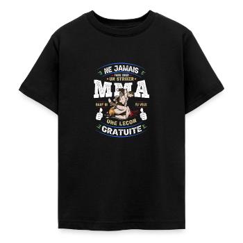 MMA - Leçon Gratuite Arts Martiaux Mixtes - T-shirt Ado - noir - Devant - AI Model Teenager Male light (155cm)