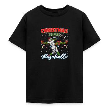 Joueur de baseball équipe club Noël amour - T-shirt Ado - noir - Devant - AI Model Teenager Male light (155cm)