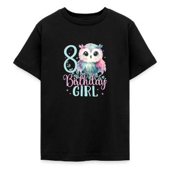 Geburtstag 8 Eule Achter Geburtstag Mädchen 8 - Teenager T-Shirt - Schwarz - Vorne - AI Model Teenager Male light (155cm)