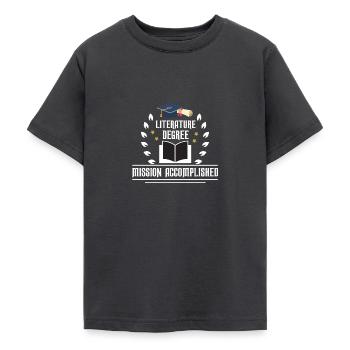Diplôme en littérature - T-shirt Ado - charbon - Devant - AI Model Teenager Male light (155cm)