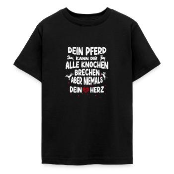 Dein Pferd kann Dir alle Knochen brechen - Teenager T-Shirt - Schwarz - Vorne - AI Model Teenager Male light (155cm)