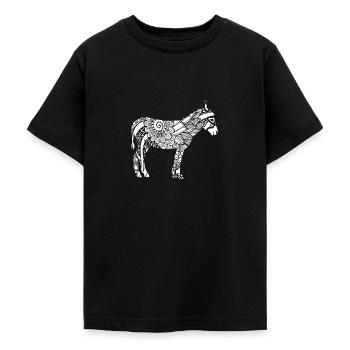 Esel Esel Blumenmuster - Teenager T-Shirt - Schwarz - Vorne - AI Model Teenager Male light (155cm)