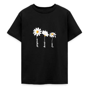 Daisy Marguerite Freedom Love Beauty - Teenage T-Shirt - black - Front - AI Model Teenager Male light (155cm)