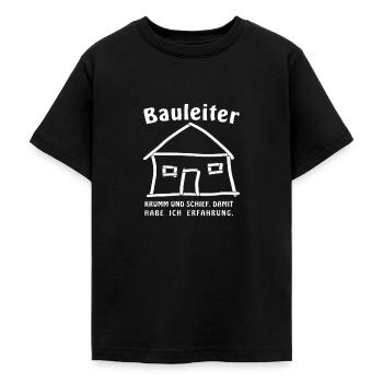 Haus Krumm und Schief damit habe ich Erfahrung - Teenager T-Shirt - Schwarz - Vorne - AI Model Teenager Male light (155cm)