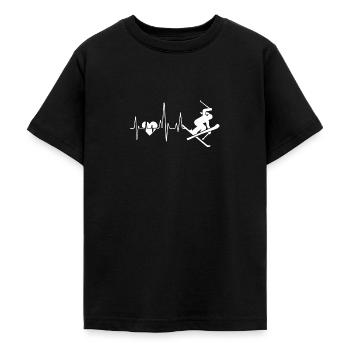Skifahren Skifahren Heartbeat - Teenager T-Shirt - Schwarz - Vorne - AI Model Teenager Male light (155cm)