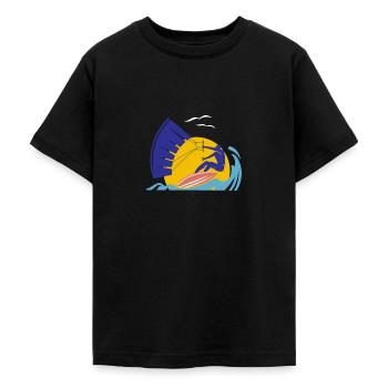 Kite Kite Kitesurf Kite-boarding Kitesurfer cadeau - T-shirt Ado - noir - Devant - AI Model Teenager Male light (155cm)