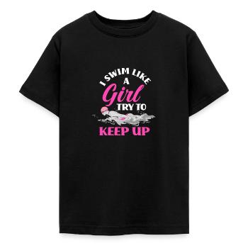 Ich schwimmen wie ein Mädchen versuchen, Schwimmer - Teenager T-Shirt - Schwarz - Vorne - AI Model Teenager Male light (155cm)