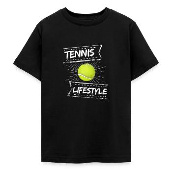 tennis / Tennis / Tennis spieler / Tennis Spielen - Teenager T-Shirt - Schwarz - Vorne - AI Model Teenager Male light (155cm)