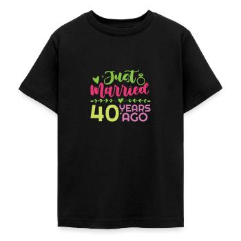 Just Married 40 Years Ago mariage rubis mariage - T-shirt Ado - noir - Devant - AI Model Teenager Male light (155cm)
