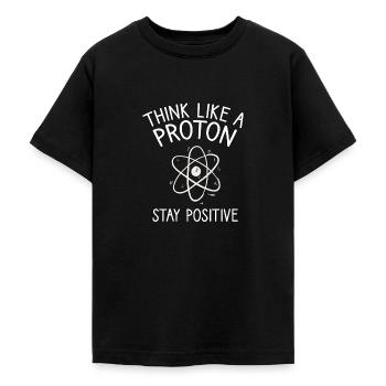 Think like a Proton Stay Positive physicien Sort - T-shirt Ado - noir - Devant - AI Model Teenager Male light (155cm)