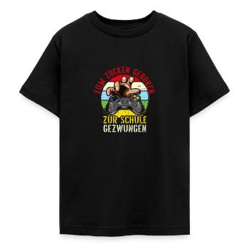 Zur Schule gezwungen zum zocken Geboren - Teenager T-Shirt - Schwarz - Vorne - AI Model Teenager Male light (155cm)