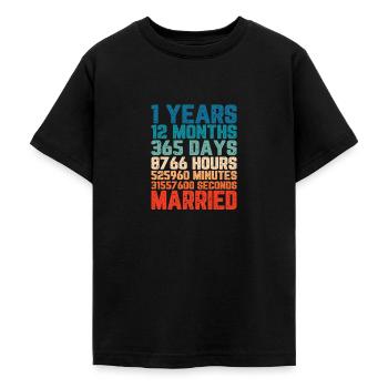 1 Jahr verheiratet Hochzeit Ehe Spruch Geschenk - Teenager T-Shirt - Schwarz - Vorne - AI Model Teenager Male light (155cm)