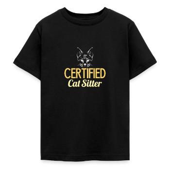Certified Cat Sitter Katze aufpassen Katzenhaar - Teenager T-Shirt - Schwarz - Vorne - AI Model Teenager Male light (155cm)