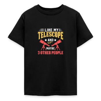 J’aime mon télescope Astronautes Télescope Astéroïde - T-shirt Ado - noir - Devant - AI Model Teenager Male light (155cm)