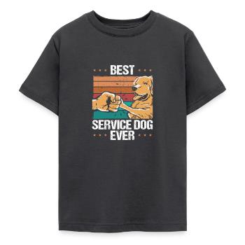 Harnais pour chien d’assistance dans l’animal de soutien de formation - T-shirt Ado - charbon - Devant - AI Model Teenager Male light (155cm)