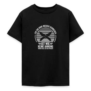 Messer Selbst Schmieden Damast Stahl Schmied - Teenager T-Shirt - Schwarz - Vorne - AI Model Teenager Male light (155cm)